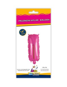 Palloncino Mylar Lettera I Fuxia Mini 14" - 35cm con valvola - 1pz | G3S Party
