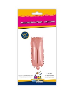 Palloncino Mylar Lettera I Rosa Gold Mini 14" - 35cm con valvola - 1pz | G3S Party