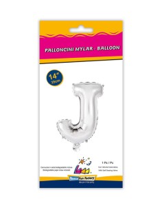Palloncino Mylar Lettera J Argento Mini 14" - 35cm con valvola - 1pz | G3S Party