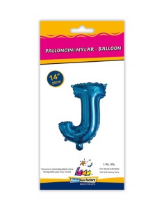 Palloncino Mylar Lettera J Blu Mini 14" - 35cm con valvola - 1pz | G3S Party