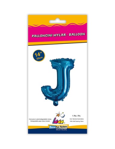 Palloncino Mylar Lettera J Blu Mini 14" - 35cm con valvola - 1pz | G3S Party