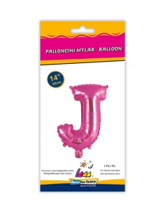 Palloncino Mylar Lettera J Fuxia Mini 14" - 35cm con valvola - 1pz | G3S Party