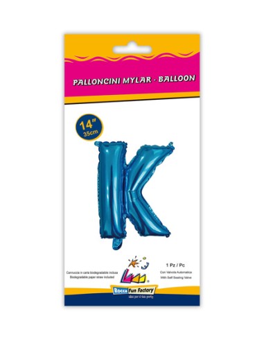 Palloncino Mylar Lettera K Blu Mini 14" - 35cm con valvola - 1pz | G3S Party