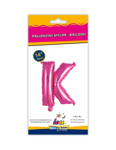 Palloncino Mylar Lettera K Fuxia Mini 14" - 35cm con valvola - 1pz | G3S Party