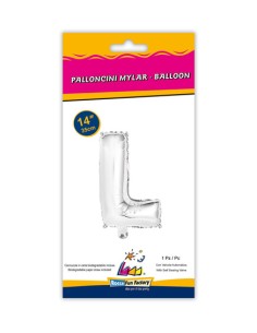 Palloncino Mylar Lettera L Argento Mini 14" - 35cm con valvola - 1pz | G3S Party