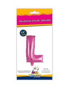 Palloncino Mylar Lettera L Fuxia Mini 14" - 35cm con valvola - 1pz | G3S Party