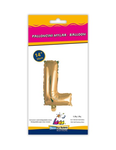 Palloncino Mylar Lettera L Oro Mini 14" - 35cm con valvola - 1pz | G3S Party