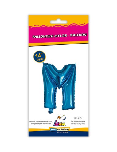 Palloncino Mylar Lettera M Blu Mini 14" - 35cm con valvola - 1pz | G3S Party