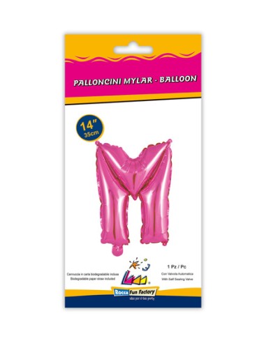Palloncino Mylar Lettera M Fuxia Mini 14" - 35cm con valvola - 1pz | G3S Party