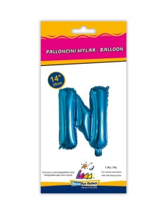 Palloncino Mylar Lettera N Blu Mini 14" - 35cm con valvola - 1pz | G3S Party
