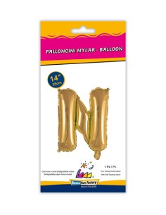 Palloncino Mylar Lettera N Oro Mini 14" - 35cm con valvola - 1pz | G3S Party