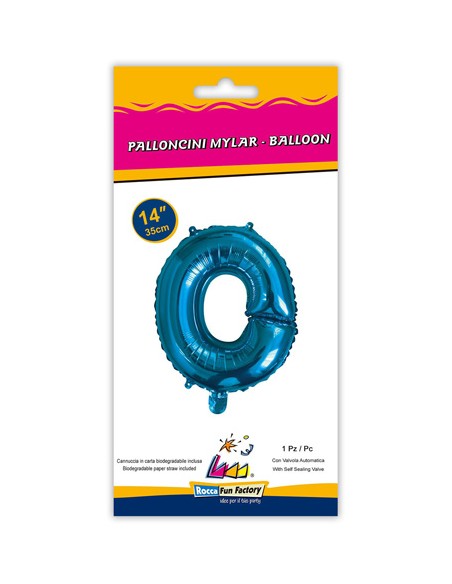 Palloncino Mylar Lettera O Blu Mini 14" - 35cm con valvola - 1pz | G3S Party