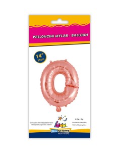 Palloncino Mylar Lettera O Rosa Gold Mini 14" - 35cm con valvola - 1pz | G3S Party