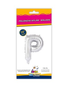 Palloncino Mylar Lettera P Argento Mini 14" - 35cm con valvola - 1pz | G3S Party