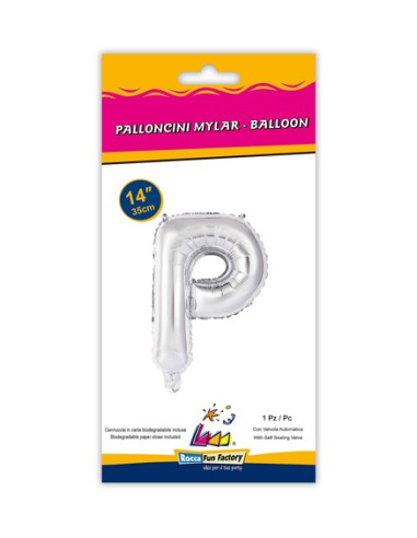 Palloncino Mylar Lettera P Argento Mini 14" - 35cm con valvola - 1pz | G3S Party