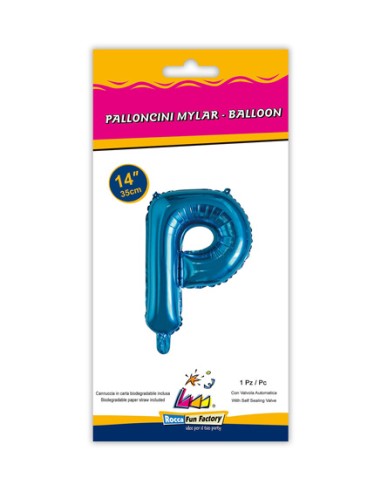 Palloncino Mylar Lettera P Blu Mini 14" - 35cm con valvola - 1pz | G3S Party