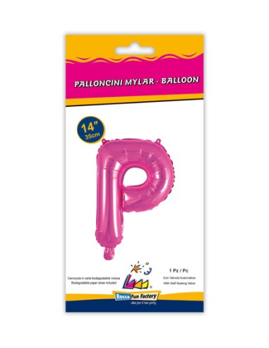 Palloncino Mylar Lettera P Fuxia Mini 14" - 35cm con valvola - 1pz | G3S Party