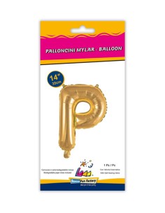 Palloncino Mylar Lettera P Oro Mini 14" - 35cm con valvola - 1pz | G3S Party