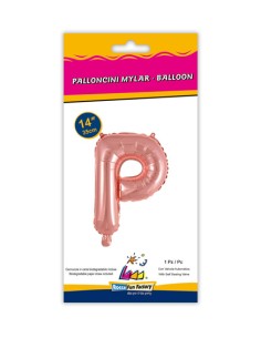 Palloncino Mylar Lettera P Rosa Gold Mini 14" - 35cm con valvola - 1pz | G3S Party