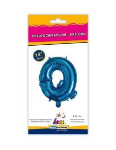 Palloncino Mylar Lettera Q Blu Mini 14" - 35cm con valvola - 1pz | G3S Party