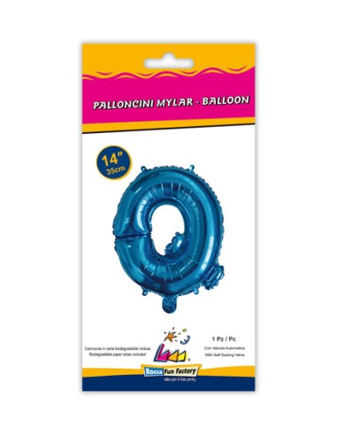Palloncino Mylar Lettera Q Blu Mini 14" - 35cm con valvola - 1pz | G3S Party