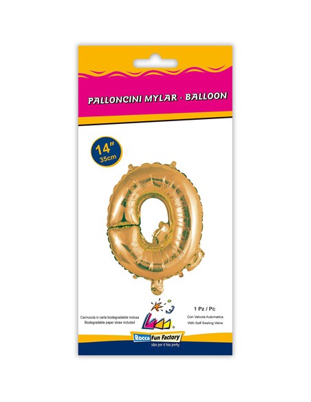 Palloncino Mylar Lettera Q Oro Mini 14" - 35cm con valvola - 1pz | G3S Party