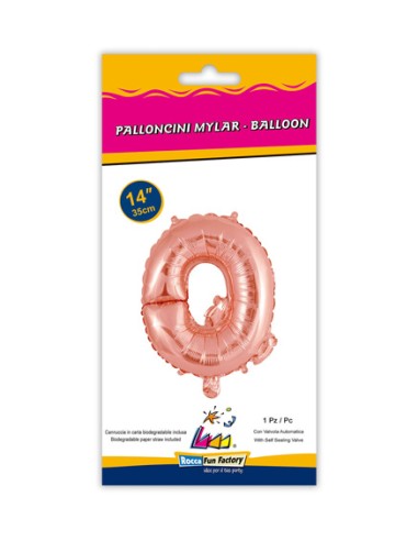 Palloncino Mylar Lettera Q Rosa Gold Mini 14" - 35cm con valvola - 1pz | G3S Party