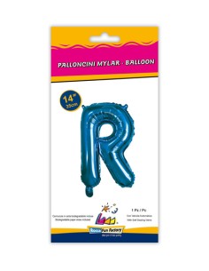 Palloncino Mylar Lettera R Blu Mini 14" - 35cm con valvola - 1pz | G3S Party