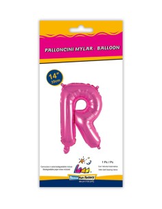 Palloncino Mylar Lettera R Fuxia Mini 14" - 35cm con valvola - 1pz | G3S Party