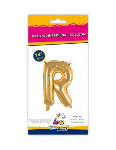 Palloncino Mylar Lettera R Oro Mini 14" - 35cm con valvola - 1pz | G3S Party