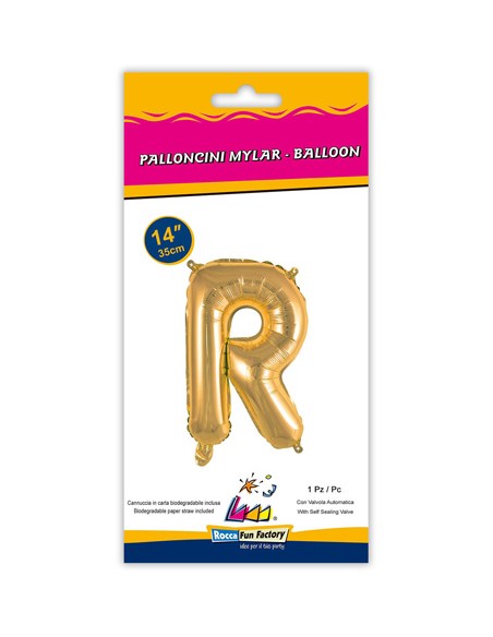 Palloncino Mylar Lettera R Oro Mini 14" - 35cm con valvola - 1pz | G3S Party