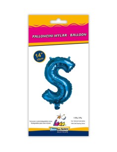 Palloncino Mylar Lettera S Blu Mini 14" - 35cm con valvola - 1pz | G3S Party