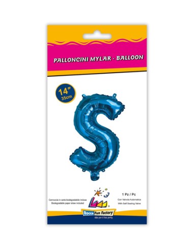 Palloncino Mylar Lettera S Blu Mini 14" - 35cm con valvola - 1pz | G3S Party