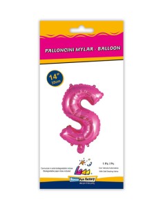 Palloncino Mylar Lettera S Fuxia Mini 14" - 35cm con valvola - 1pz | G3S Party