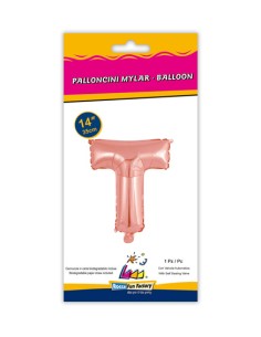 Palloncino Mylar Lettera T Rosa Gold Mini 14" - 35cm con valvola - 1pz | G3S Party