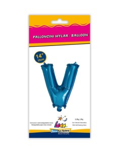 Palloncino Mylar Lettera V Blu Mini 14" - 35cm con valvola - 1pz | G3S Party