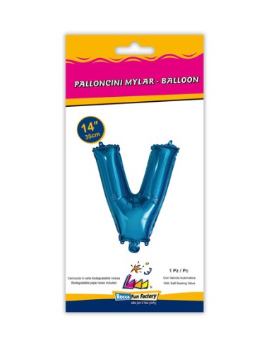 Palloncino Mylar Lettera V Blu Mini 14" - 35cm con valvola - 1pz | G3S Party