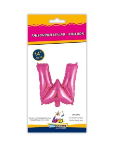 Palloncino Mylar Lettera W Fuxia Mini 14" - 35cm con valvola - 1pz | G3S Party