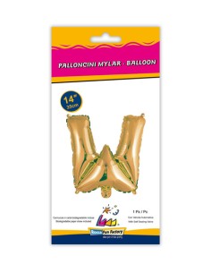 Palloncino Mylar Lettera W Oro Mini 14" - 35cm con valvola - 1pz | G3S Party