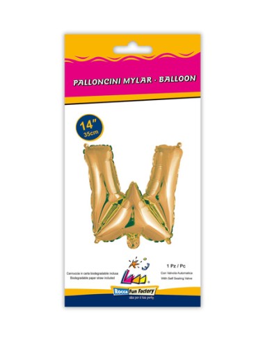 Palloncino Mylar Lettera W Oro Mini 14" - 35cm con valvola - 1pz | G3S Party