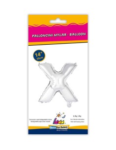 Palloncino Mylar Lettera X Argento Mini 14" - 35cm con valvola - 1pz | G3S Party