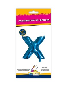 Palloncino Mylar Lettera X Blu Mini 14" - 35cm con valvola - 1pz | G3S Party
