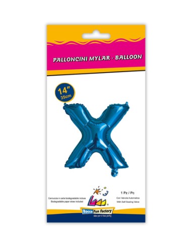 Palloncino Mylar Lettera X Blu Mini 14" - 35cm con valvola - 1pz | G3S Party