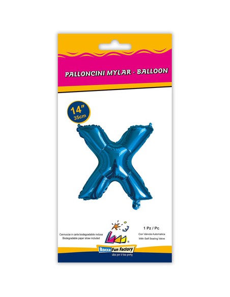 Palloncino Mylar Lettera X Blu Mini 14" - 35cm con valvola - 1pz | G3S Party
