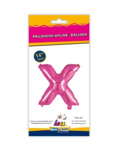Palloncino Mylar Lettera X Fuxia Mini 14" - 35cm con valvola - 1pz | G3S Party