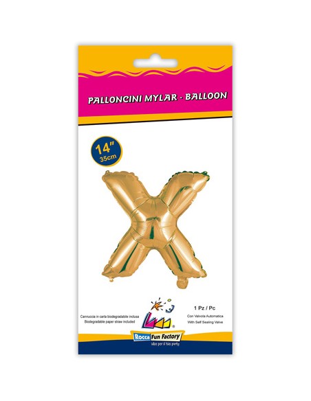 Palloncino Mylar Lettera X Oro Mini 14" - 35cm con valvola - 1pz | G3S Party