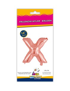 Palloncino Mylar Lettera X Rosa Gold Mini 14" - 35cm con valvola - 1pz | G3S Party