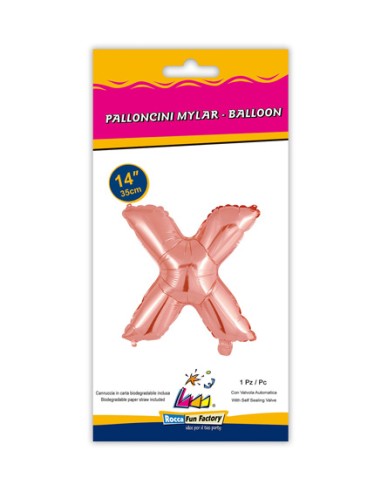 Palloncino Mylar Lettera X Rosa Gold Mini 14" - 35cm con valvola - 1pz | G3S Party