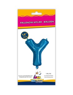 Palloncino Mylar Lettera Y Blu Mini 14" - 35cm con valvola - 1pz | G3S Party