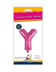 Palloncino Mylar Lettera Y Fuxia Mini 14" - 35cm con valvola - 1pz | G3S Party